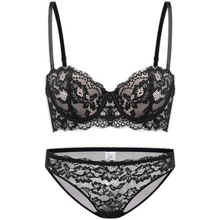 Set Áo Lót Nâng Ngực 3 / 4 cup Không Gọng Thép Mềm Mại Chống Chảy Xệ Thoải Mái Cho Nữ
