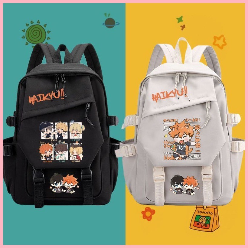 Schoolbag Haikyuu Shoyo Hinata Kenma Kozume Kei Tsukishima Oikawa Tooru Bóng chuyền Thiếu niên Anime Ngoại vi Schoolbag Cô đơn Móng vuốt mài Hyuga Xiangyang Nam Nữ Học sinh tiểu học Ba lô Nhật Bản