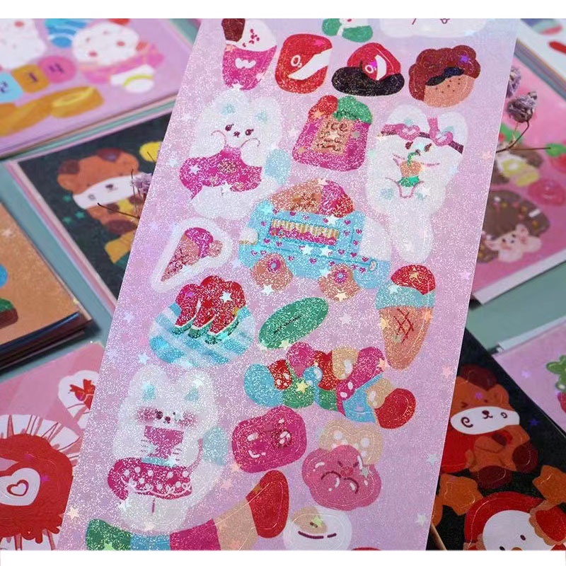 Bán Sỉ sticker Dán Sổ Lưu Niệm Nhật Ký Màu Hồng Và Xanh Lam Dễ Thương diy