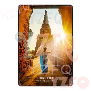 YZFQ Bangkok Thành Phố Pattaya Biển Hiệu Kim Loại Vintage Poster Nhà Cửa Hàng Lắp Du Lịch Tùy Chỉnh Mảng 8 X 12 Inch