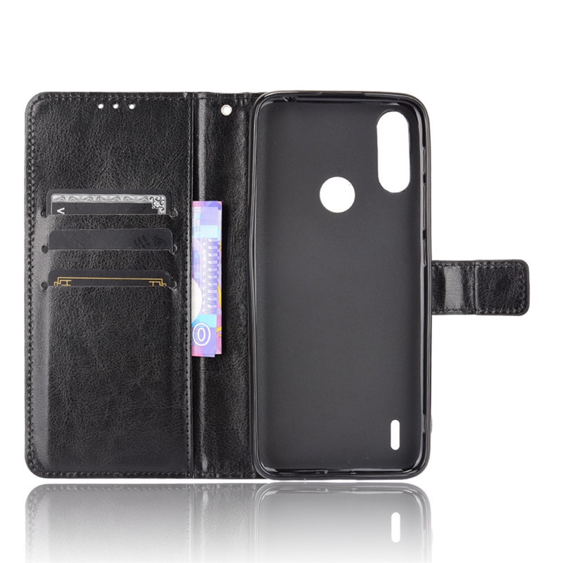 Bao Da pu Điện Thoại Nắp Lật Kèm Ngăn Đựng Thẻ Cho motorola moto e7i power / e7 power Giá Đỡ