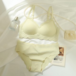 Set Áo Ngực Không Đường May + Quần Lót Cài Khóa Sau Lưng Phong Cách Thể Thao Thời Trang Cho Nữ