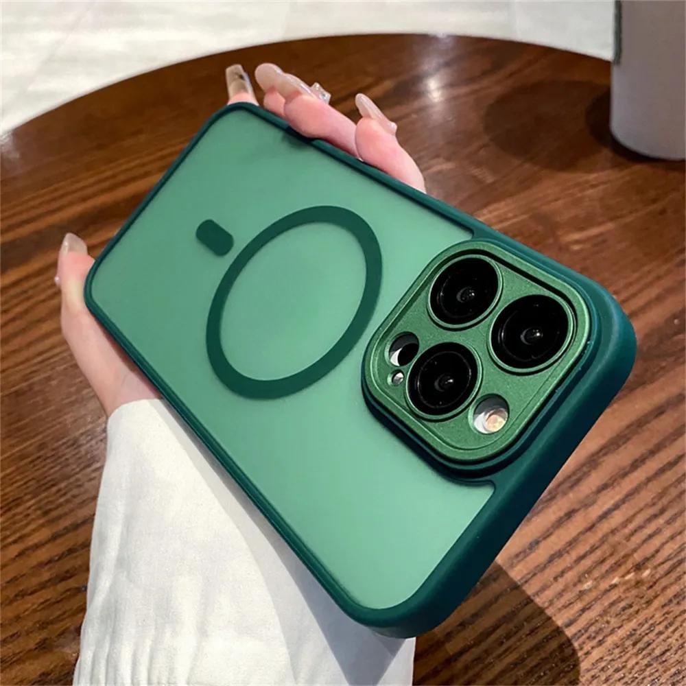 Ốp Điện Thoại Màu Xám Từ Tính Cho iPhone 17ProMax 16 15 14 13 12 11 Pro Max Bảo Vệ Toàn Diện Chống Sốc Protecti Skin Feel Acrylic Cover