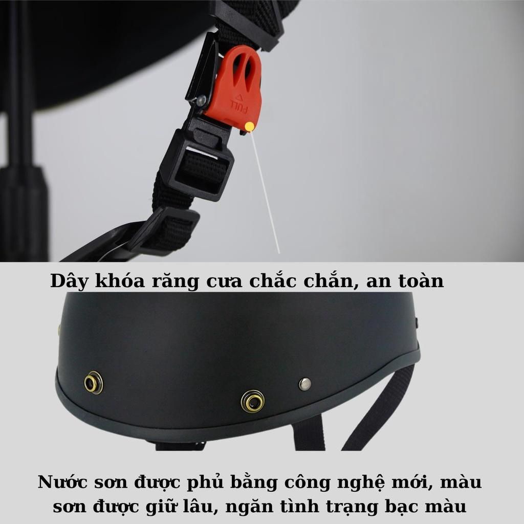 Mô tả Combo Mũ Bảo Hiểm Nửa Đầu VARO Trơn Kèm Kính Phi Công vintage - Nón Bảo Hiểm Phượt 1/2 Đầu Có Kính - 5