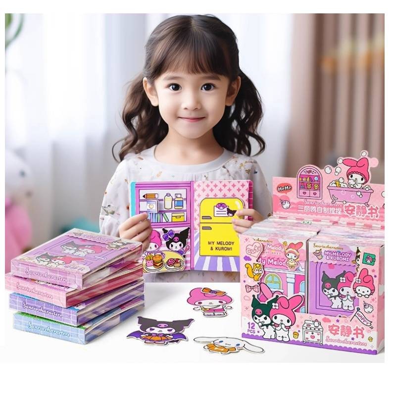 Sách thân thiện với trẻ em bằng giấy êm ái với chủ đề Kuromi và giai điệu Lý tưởng để chơi sáng tạo và yên tĩnh