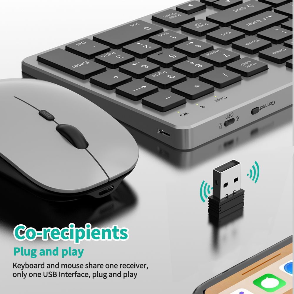 Mô tả Bàn phím bluetooth không dây GOOJODOQ 102 phím/chuột không dây cho laptop máy tính để bàn chính hãng - 5