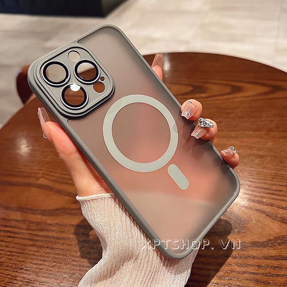 Ốp Điện Thoại Màu Xám Từ Tính Cho iPhone 17ProMax 16 15 14 13 12 11 Pro Max Bảo Vệ Toàn Diện Chống Sốc Protecti Skin Feel Acrylic Cover
