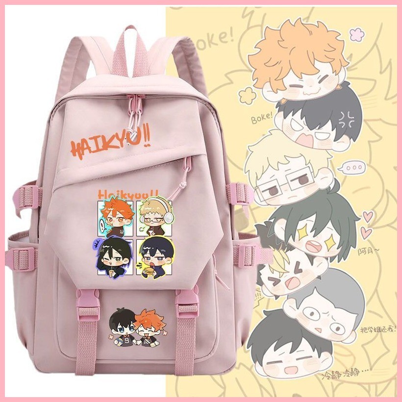 Schoolbag Haikyuu Shoyo Hinata Kenma Kozume Kei Tsukishima Oikawa Tooru Bóng chuyền Thiếu niên Anime Ngoại vi Schoolbag Cô đơn Móng vuốt mài Hyuga Xiangyang Nam Nữ Học sinh tiểu học Ba lô Nhật Bản