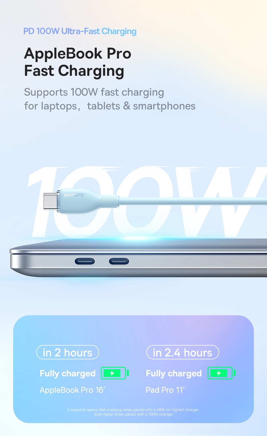 Mô tả Dây Cáp Sạc Nhanh Baseus USB C Sang Type C PD 100W Cho Laptop iPp15 Samsung S23 Xiaomi - 3