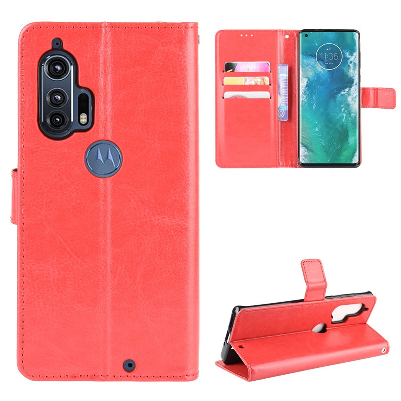 Bao Da pu Điện Thoại Nắp Lật Kèm Ngăn Đựng Thẻ Cho motorola moto edge plus 2020 edge + Giá Đỡ