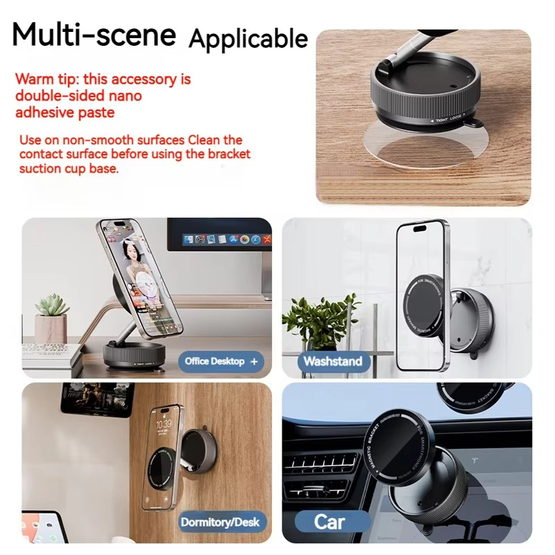Giá đỡ điện thoại từ tính ô tô chân không đa năng 360° Có Thể Điều Chỉnh Có Thể Gập Lại Hút Mirro Phòng Tập Gym Giá Đỡ Tắm Cho Iphone 16 15 14 13 12 Pro Max Samsung