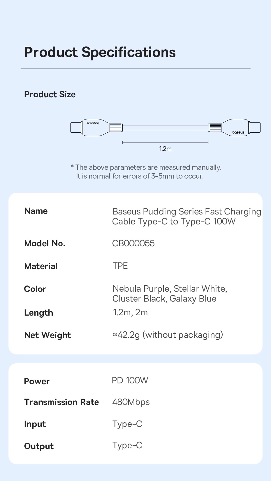 Mô tả Dây Cáp Sạc Nhanh Baseus USB C Sang Type C PD 100W Cho Laptop iPp15 Samsung S23 Xiaomi - 11