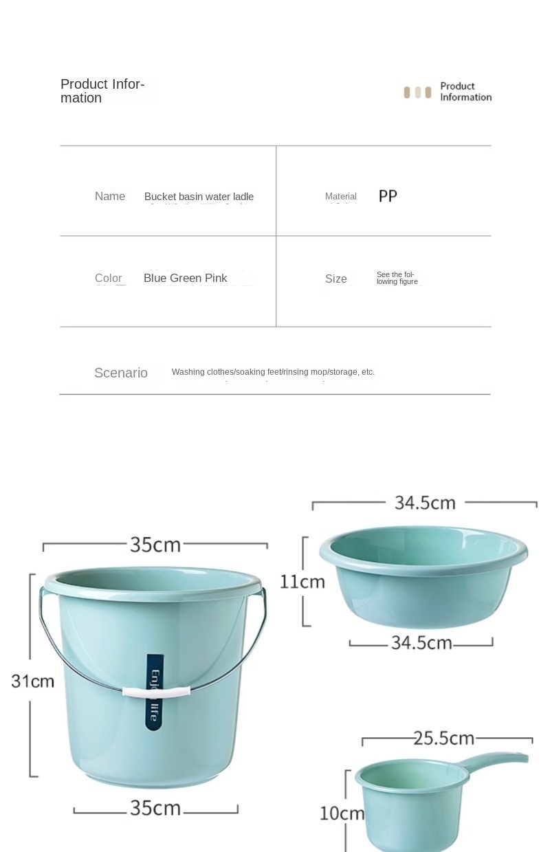 Mô tả Bộ 3 xô đựng nước JUJIAJIA cỡ lớn cho gia đình - 8