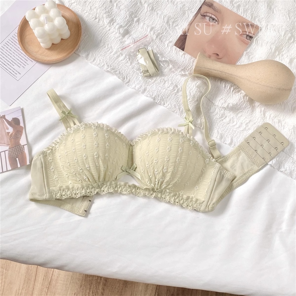 Áo Lót Nâng Ngực Không Gọng Mềm Mại 3 / 4 cup Thêu Hoa Quyến Rũ Cho Nữ