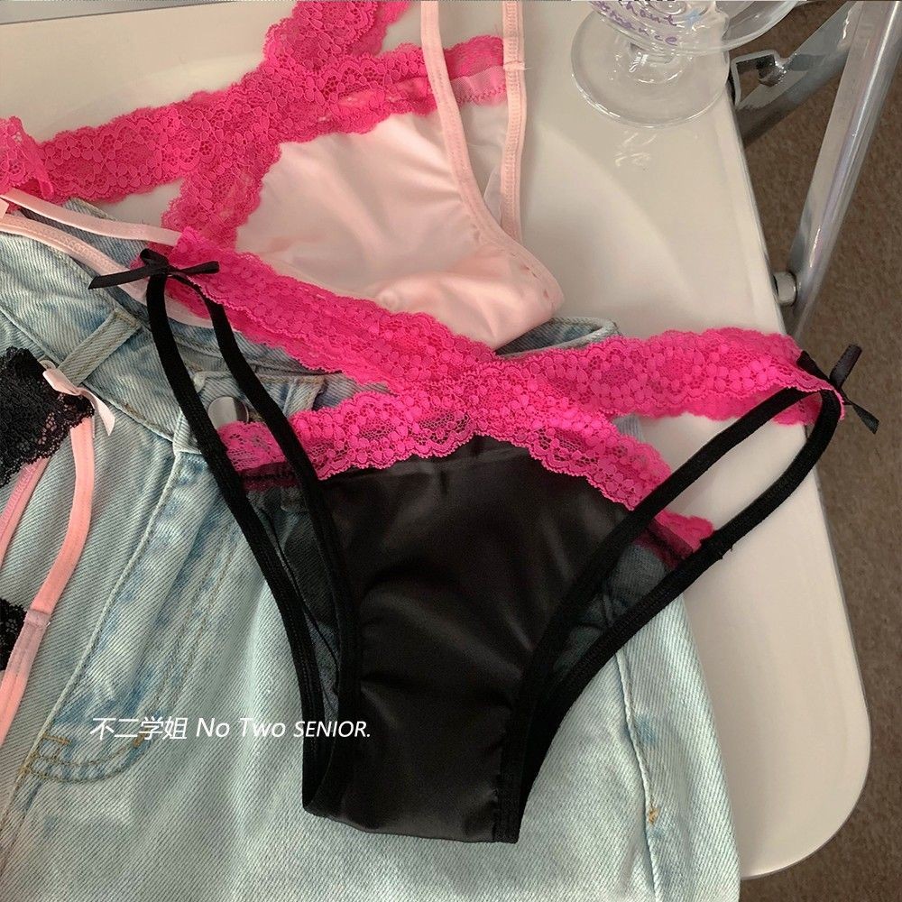 Quần Lót Nữ Satin Cao Cấp Gợi Cảm Phong Cách Mới 2024 Ren Nguyên Chất Cotton Đáy Quần Short Mỏng Mùa Hè