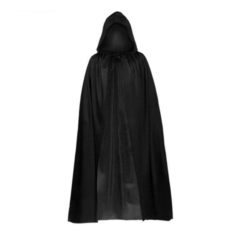 Cosplay Halloween Áo Grim Reaper Ma Cà Rồng Phù Thủy Phù Thủy Áo Dự Tiệc Người Lớn Trẻ Em Áo Khoác Đen Mũi Hood Với