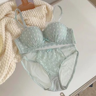 Áo Lót Nâng Ngực 3 / 4 cup 5 Màu Mềm Mại Thêu Họa Tiết Nơ Xinh Xắn Thoải Mái Cho Nữ