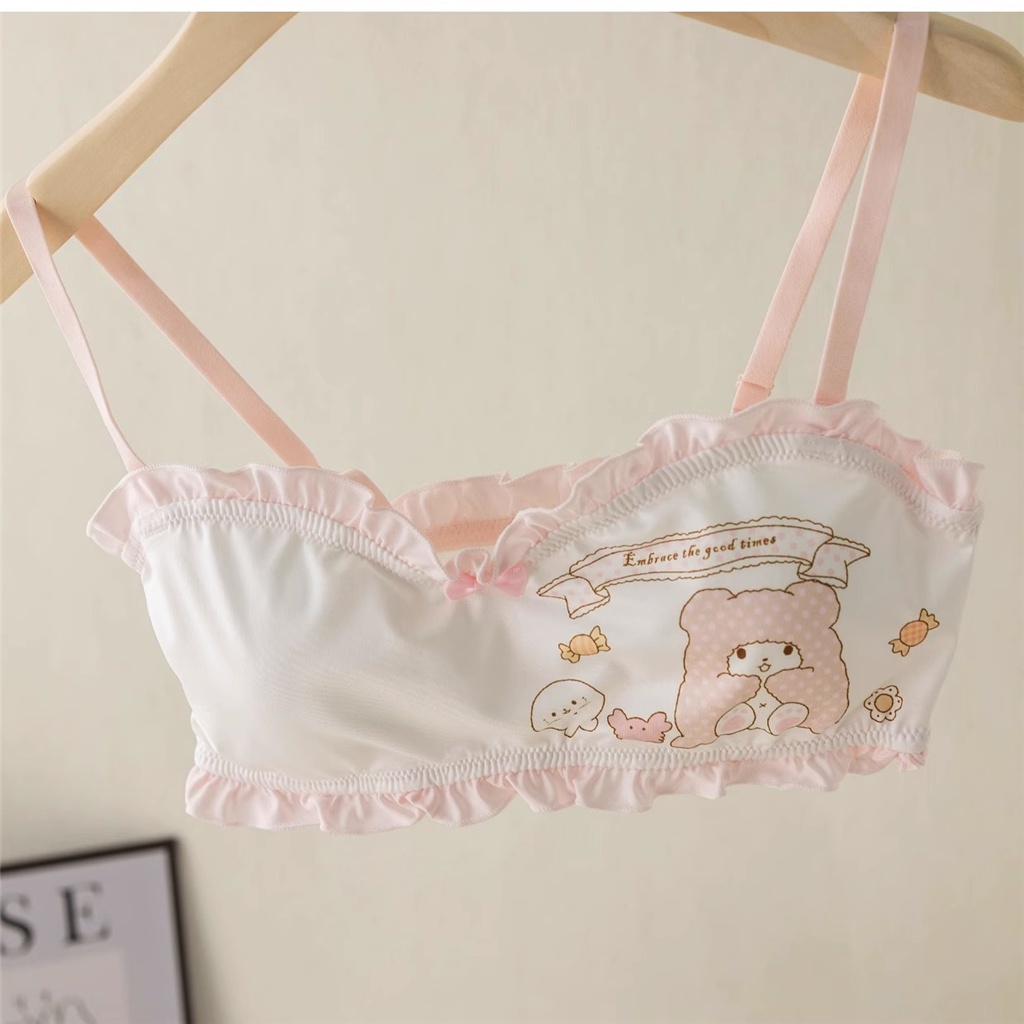 Áo Ngực Không Dây Có Mút Đệm 3 / 4 In Hoạt Hình Dễ Thương Cho Bạn Gái