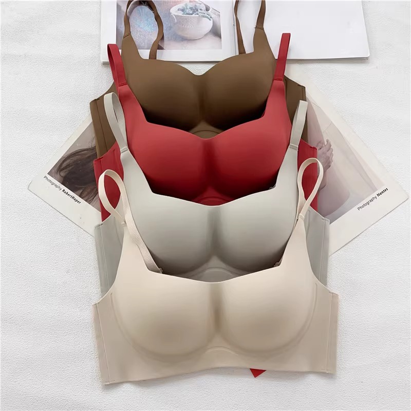 Áo Lót Nâng Ngực Màu Trơn Không Gọng Không Đường May Chống Chảy Xệ Size s-xl Đơn Giản Thoải Mái Cho Nữ