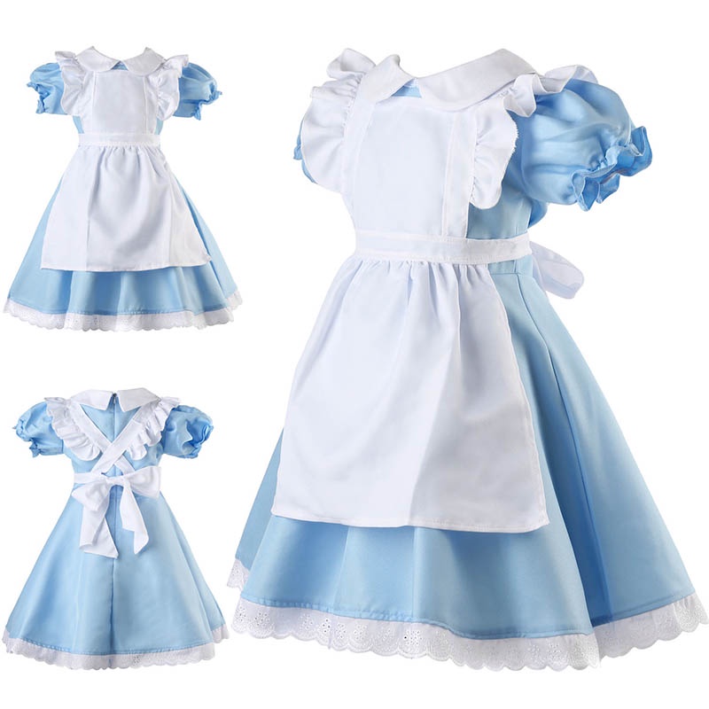 Trang phục Cosplay Alice với thiết kế màu xanh nhạt và trắng