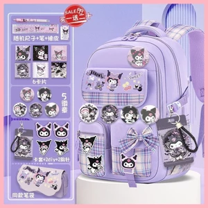 Schoolbag Kuromi Melody Pachacco Kitty White Kuromi Cùng Phong Cách Schoolbag Học Sinh Dễ Thương Quế Chó Ba Lô Vải Mềm Bảo Vệ Ridge Nhẹ Dung Tích Lớn Ba Lô Bé Gái