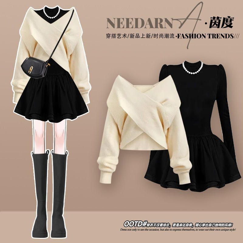[YU]Set Nữ Thiết Kế Tiểu Thư, Chất Len Ngoài Mix Váy Thiết Kế Đính Xinh Xắn Dành Cho Bạn Nữ