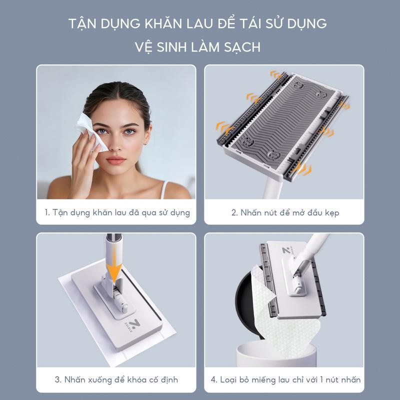 Mô tả Cây lau kẹp khăn đa năng dùng 1 lần DM02 Zolele dùng lau bụi mịn các bề mặt - Chính hãng - 4