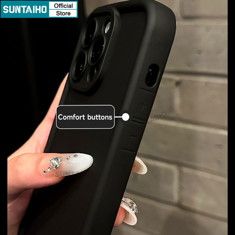 Mô tả Suntaiho Ốp Lưng iPhone Thời Trang Đơn Giản Màu Trơn đen Ốp Điện Thoại Silicon Mềm Làm Dày Chống Sốc Cho Iphone 16 15 14 13 12 11 Pro Max IP 7 8 Plus Iphon X XS XR XsMax - 3