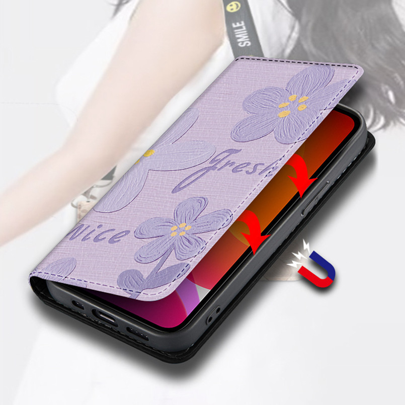 Ốp Điện Thoại Tranh Sơn Dầu Thích Hợp Cho iPhone 15 Plus 14 Pro max Thẻ Da Hoa i14 i15 Apple
