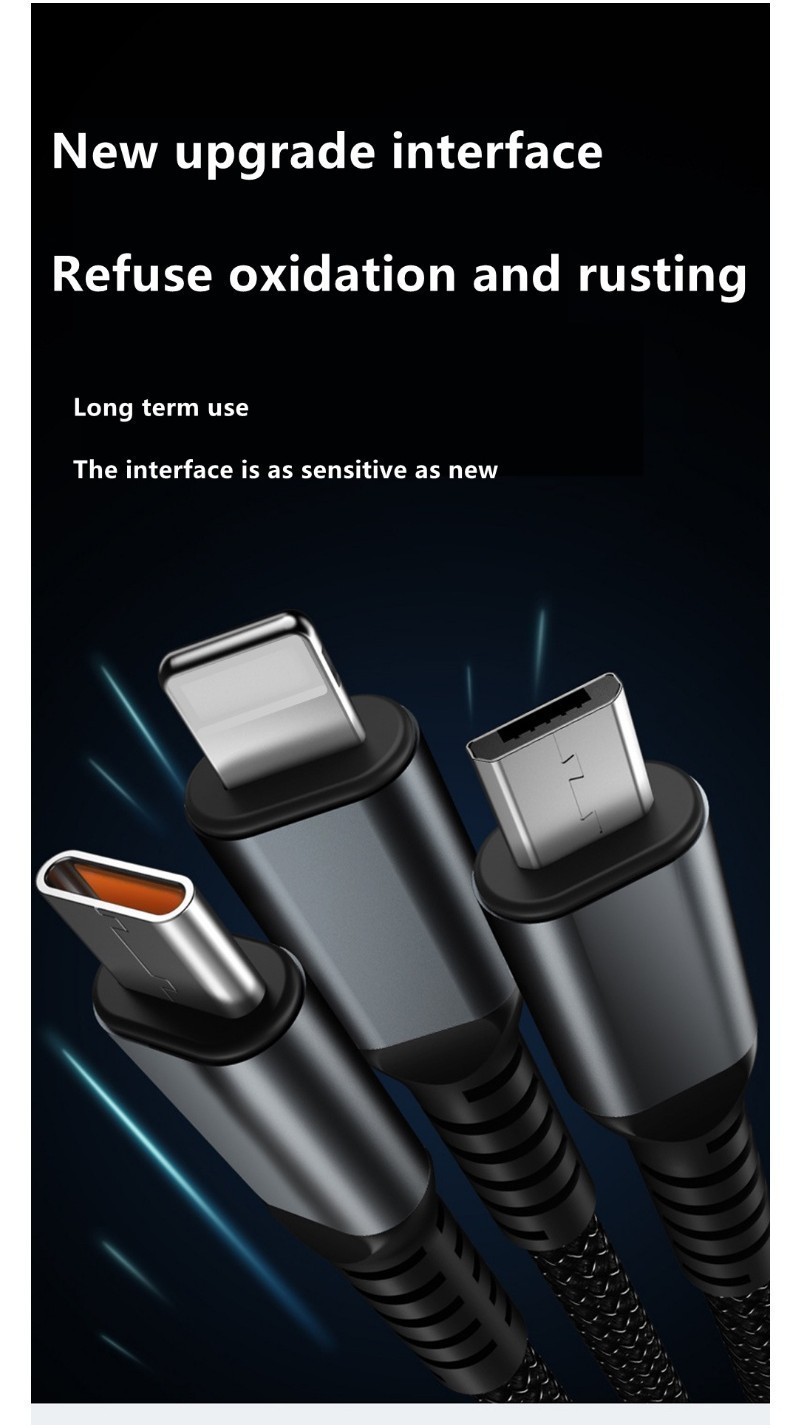 Mô tả Cáp sạc siêu tốc 100W 3 trong 1 6A Micro USB Type C Cáp dữ liệu cáp Type-C - 3