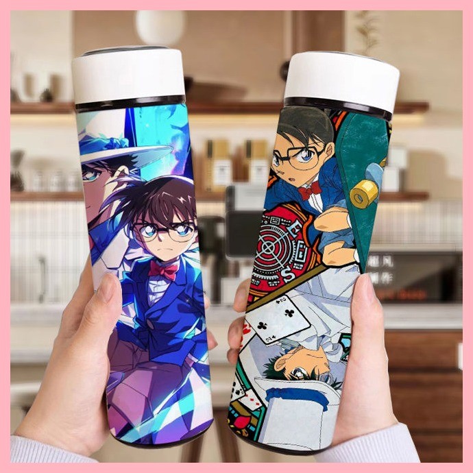 Cốc giữ nhiệt Thám tử Conan Shinichi Kudo Thám tử Conan Cốc giữ nhiệt thông minh Dung tích lớn Thép không gỉ di động Màn hình hiển thị nhiệt độ có giá trị cao Phim hoạt hình