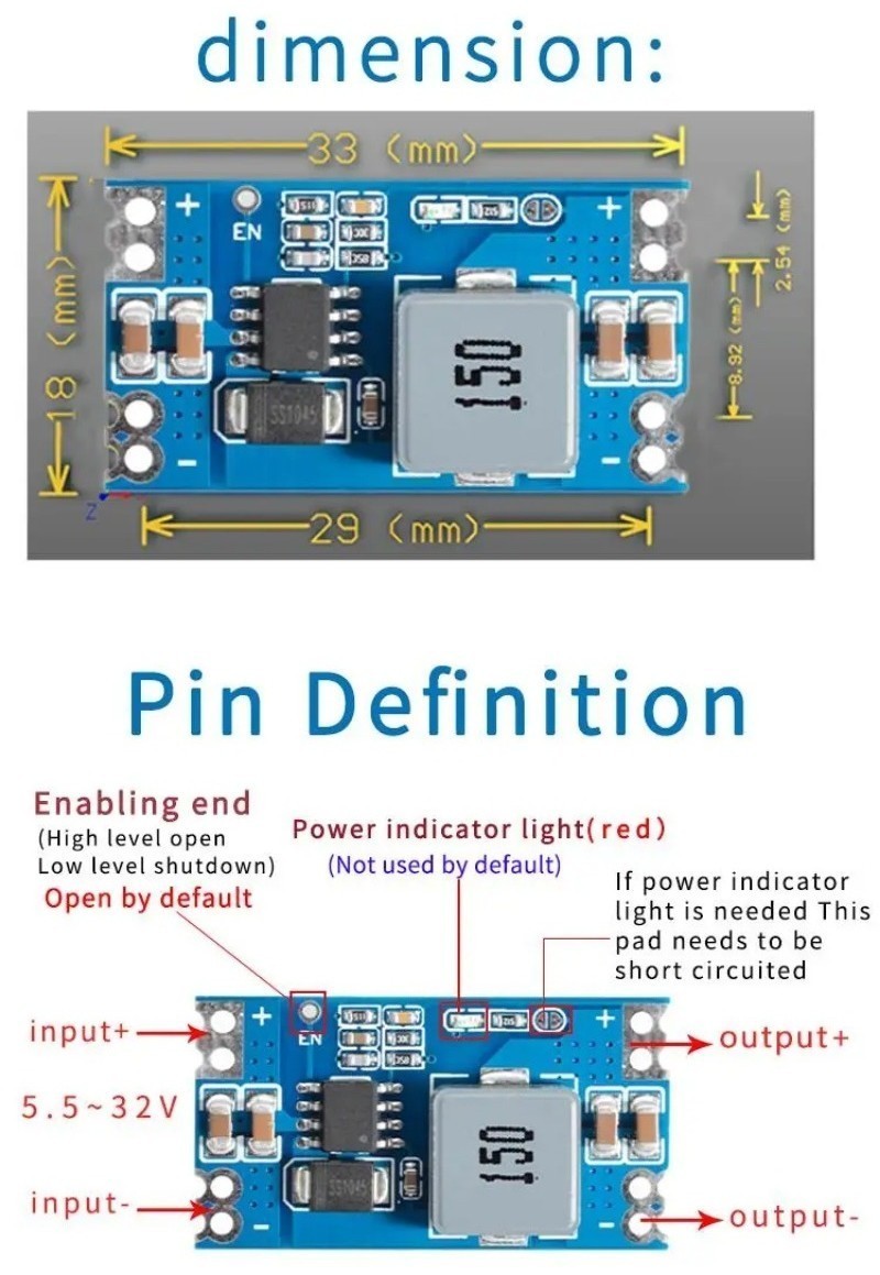 Mini560 / Pro 5A Đầu ra hiệu quả cao 3.3V 5V 9V 12V Bước xuống DC-DC Bộ ...