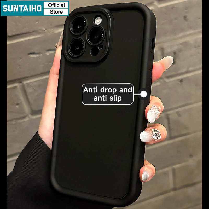 Mô tả Suntaiho Ốp Lưng iPhone Thời Trang Đơn Giản Màu Trơn đen Ốp Điện Thoại Silicon Mềm Làm Dày Chống Sốc Cho Iphone 16 15 14 13 12 11 Pro Max IP 7 8 Plus Iphon X XS XR XsMax - 7