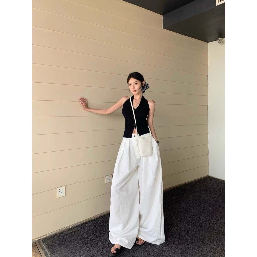 Lan ~ Pháp Dệt Kim Dây Cổ Áo Nữ Thiết Kế Mùa Hè Niche Ngọt Hot Girl Dây Ngắn Quần Áo Nữ