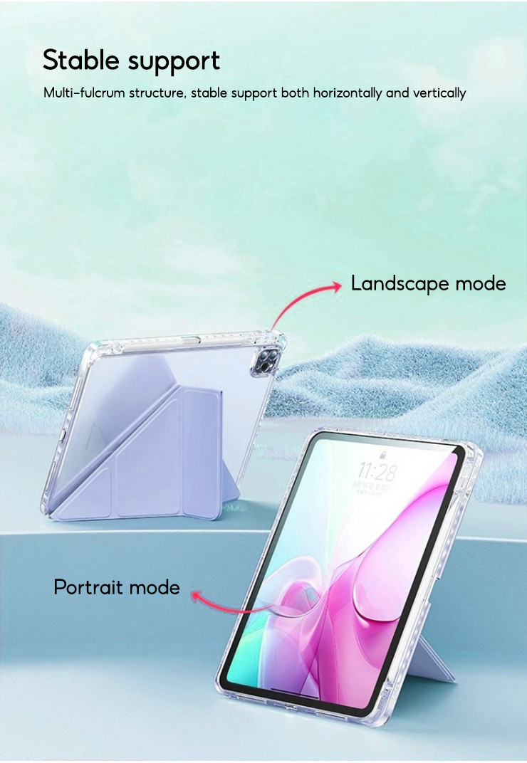 Mô tả Tbtic Cho iPad Có Giá Đỡ Bút Chì Air 7 M3 2025 6 Pro 11 2024 Air 5 4 10.9 11th A16 10th 9th 8th Gen 7th 10.2 6th 5th 9.7 Mini 6 Ốp Lưng Trong Suốt - 3