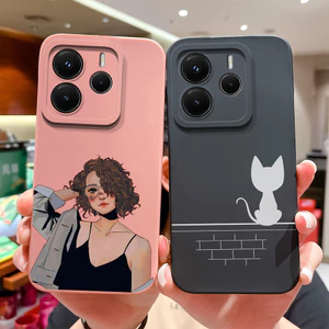 Dành Cho Redmi Note 14 4G 5G Ốp điện thoại Hoạt Hình Dễ Thương Cô Gái Ngọt Ngào Mèo Silicon Lỏng Mềm Bảo Vệ Mặt Sau Cho RedmiNote14 4G 5G Vỏ Siêu Mỏng Capa