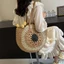 Phiên bản Hàn Quốc ins Túi dệt tay đơn giản Mori Series Túi rơm dung tích lớn Một vai Đi biển đeo chéo di động