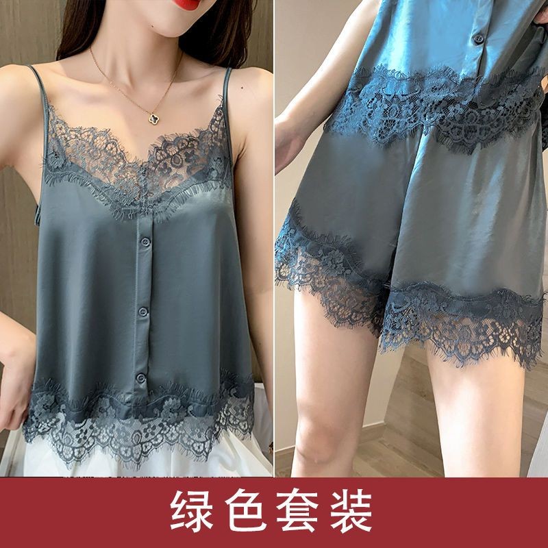 Lan ~ Size Lớn Nữ Mùa Hè Acetate Top Camisole Rời Bên Trong Mặc Xuân Thu Ren Đáy Áo Sơ Mi Nữ Bên Ngoài Mặc Bao Bụng