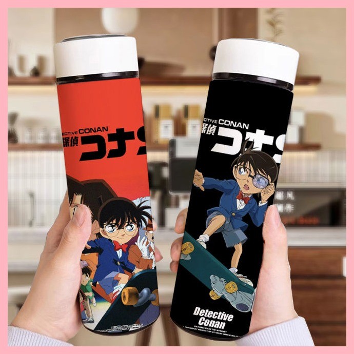 Cốc giữ nhiệt Thám tử Conan Shinichi Kudo Thám tử Conan Cốc giữ nhiệt thông minh Dung tích lớn Thép không gỉ di động Màn hình hiển thị nhiệt độ có giá trị cao Phim hoạt hình