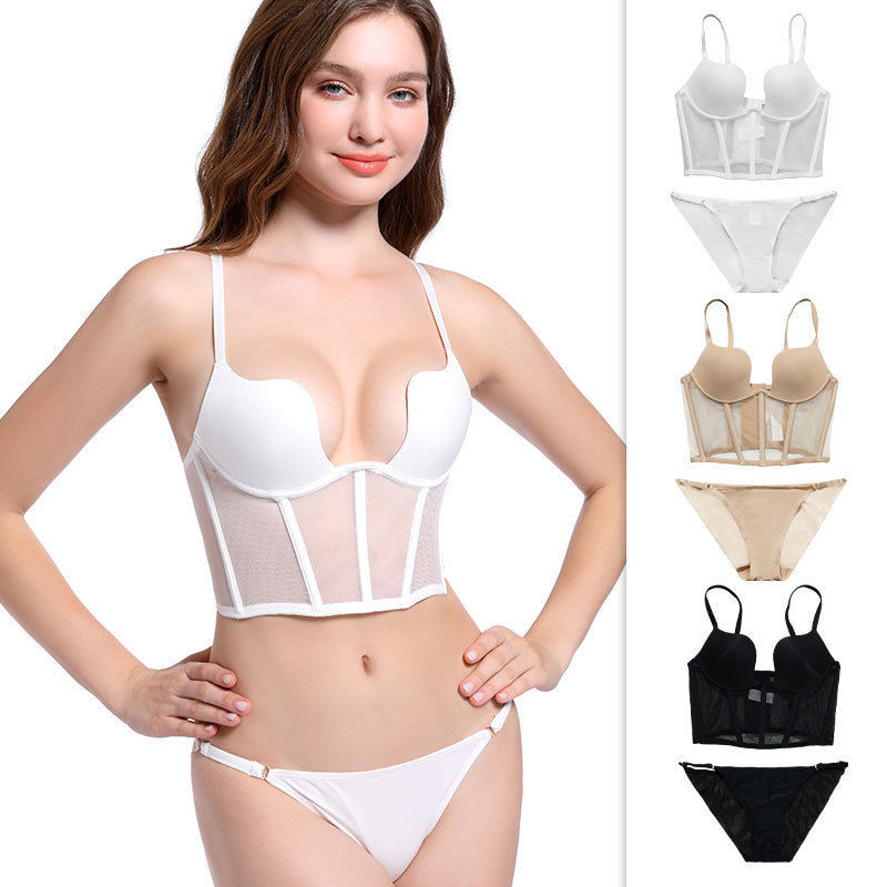 Pháp Xương Cá Vest Phong Cách Có Thể Mặc Bên Ngoài Áo Ngực Mỏng Phong Cách Lớn Ngực Thể Hiện Nhỏ Nhận Ngực Ngăn Ngừa Chảy xệ Quần Lót Gợi Cảm Nữ
