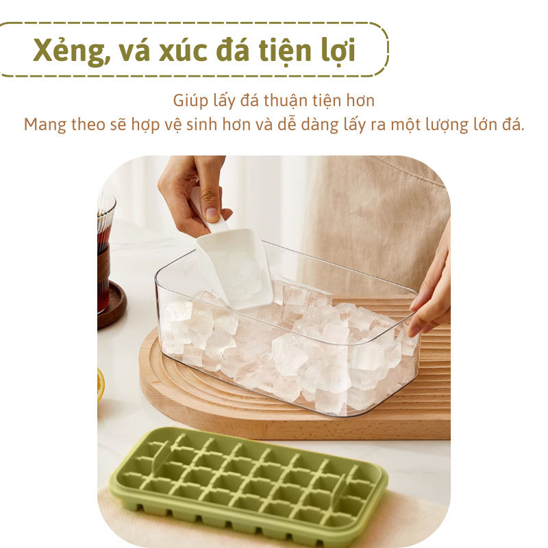Khay Làm Đá Tự Rơi MINT DECOR, Nhấn Nút Tiện Lợi, Dụng Cụ Làm Đá Tủ ...