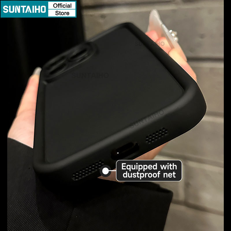 Mô tả Suntaiho Ốp Lưng iPhone Thời Trang Đơn Giản Màu Trơn đen Ốp Điện Thoại Silicon Mềm Làm Dày Chống Sốc Cho Iphone 16 15 14 13 12 11 Pro Max IP 7 8 Plus Iphon X XS XR XsMax - 8