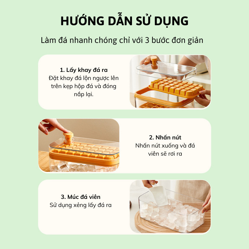 Khay Làm Đá Tự Rơi MINT DECOR, Nhấn Nút Tiện Lợi, Dụng Cụ Làm Đá Tủ ...