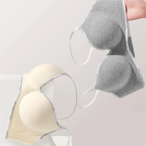 5 Màu Nhỏ Ngực Thanh Niên Cô Gái Dày Xốp Áo Ngực Liền Mạch Mềm Mại Không Dây Cotton Quần Lót Flat Ngực Đẩy Lên