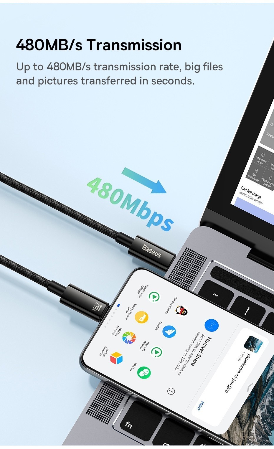 Mô tả Cáp Sạc Baseus  Dây Cáp Sạc Nhanh USB-C Loại C Type C 240w Cho iPp15 pd3.1 Realme Samsung S23 Mac PC - 5