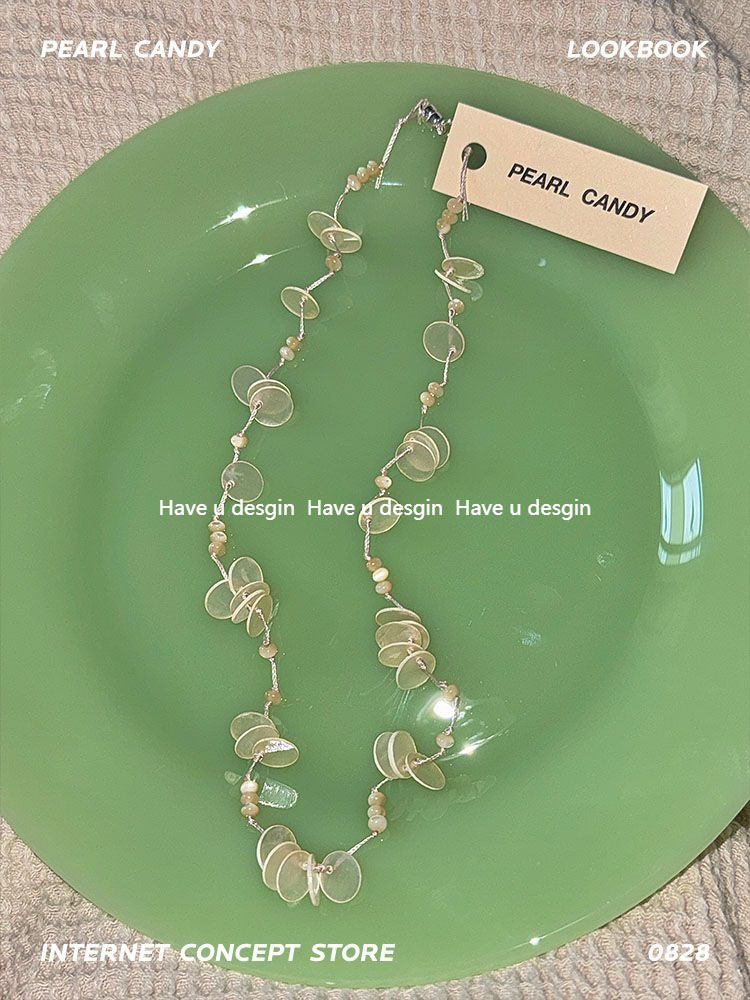 Có bạn desgin
 Vỏ Fritillaria tự nhiên Kim sa trong suốt Màu be Cổ tích Handmade Vòng cổ kỳ nghỉ