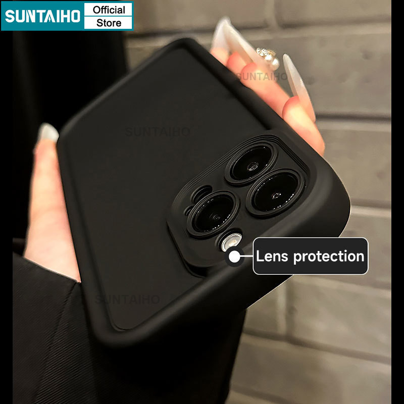 Mô tả Suntaiho Ốp Lưng iPhone Thời Trang Đơn Giản Màu Trơn đen Ốp Điện Thoại Silicon Mềm Làm Dày Chống Sốc Cho Iphone 16 15 14 13 12 11 Pro Max IP 7 8 Plus Iphon X XS XR XsMax - 6