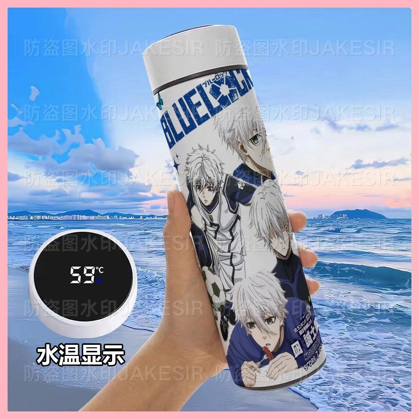Bình chân không KHÓA XANH Isagi Yoichi Bachira Meguru Kunigami Rensuke Chigiri Hyoma BLUE Nhà tù nagi Ngoại vi Thông minh Bình chân không dành cho học sinh Thông minh Đo nhiệt độ Giá trị cao Hiển thị nhiệt độ Nước Cốc thép không gỉ 304