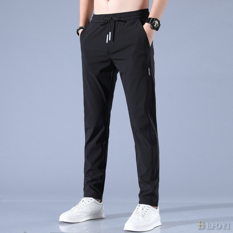 Mô tả Quần Dài Nam Ice Silk Slim Fit Thẳng Chân Doanh Nhân Hàn Quốc Thắt Lưng Co Giãn Màu Đen Plus Size WW008 - 7