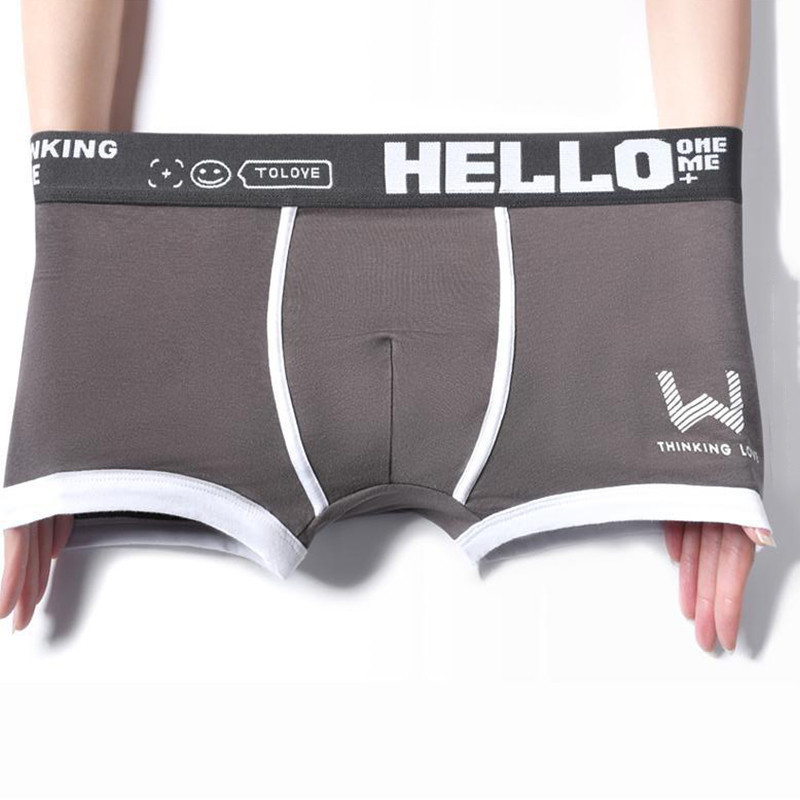 Mô tả Ecmn Hello Nam Cotton Boxers In Chữ Tương Phản Màu Sắc Thanh Thiếu Niên Quần Lót Plus Kích Thước - 2